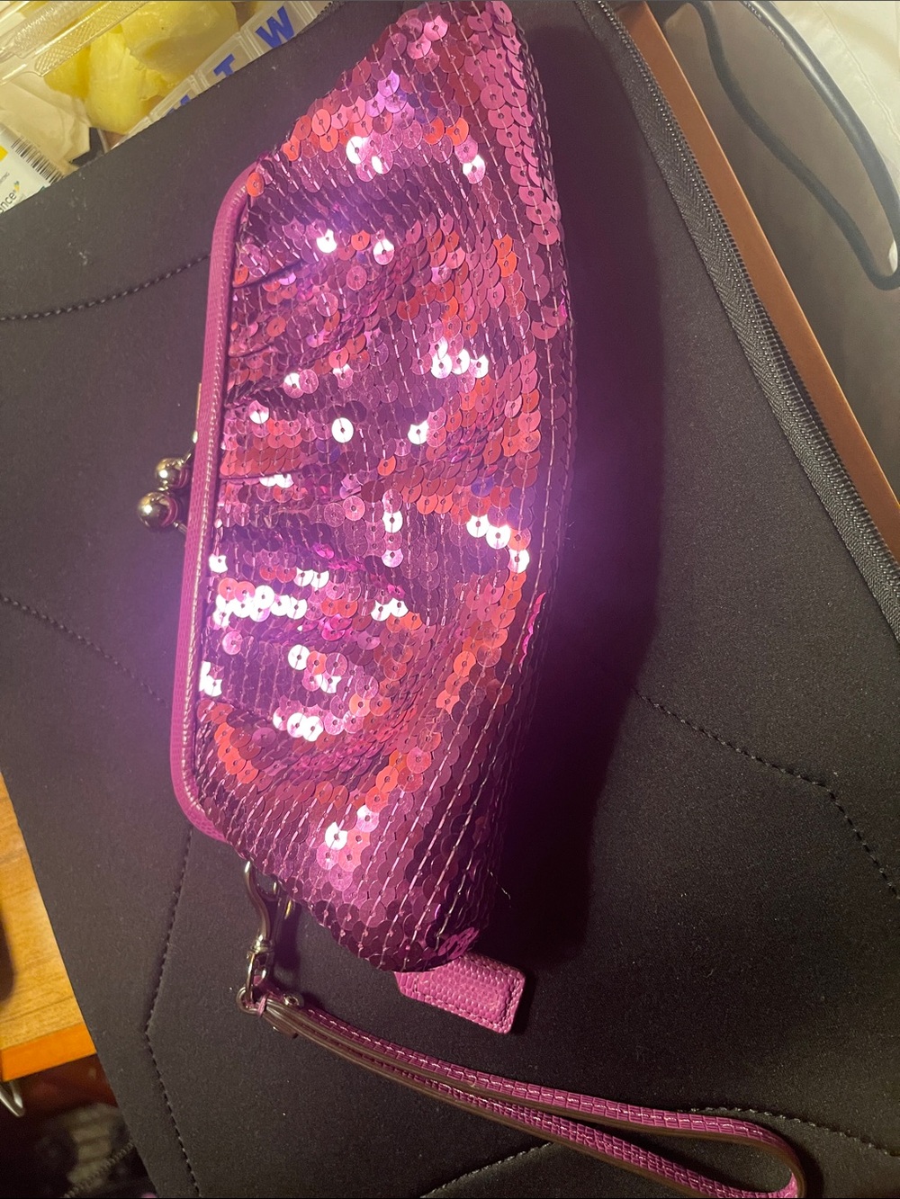 Pink Sequin Wristlet Clutch